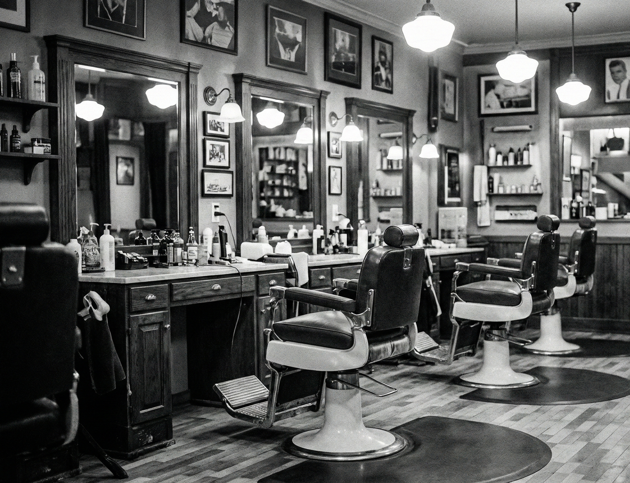 Classic barbershop interior with chairs